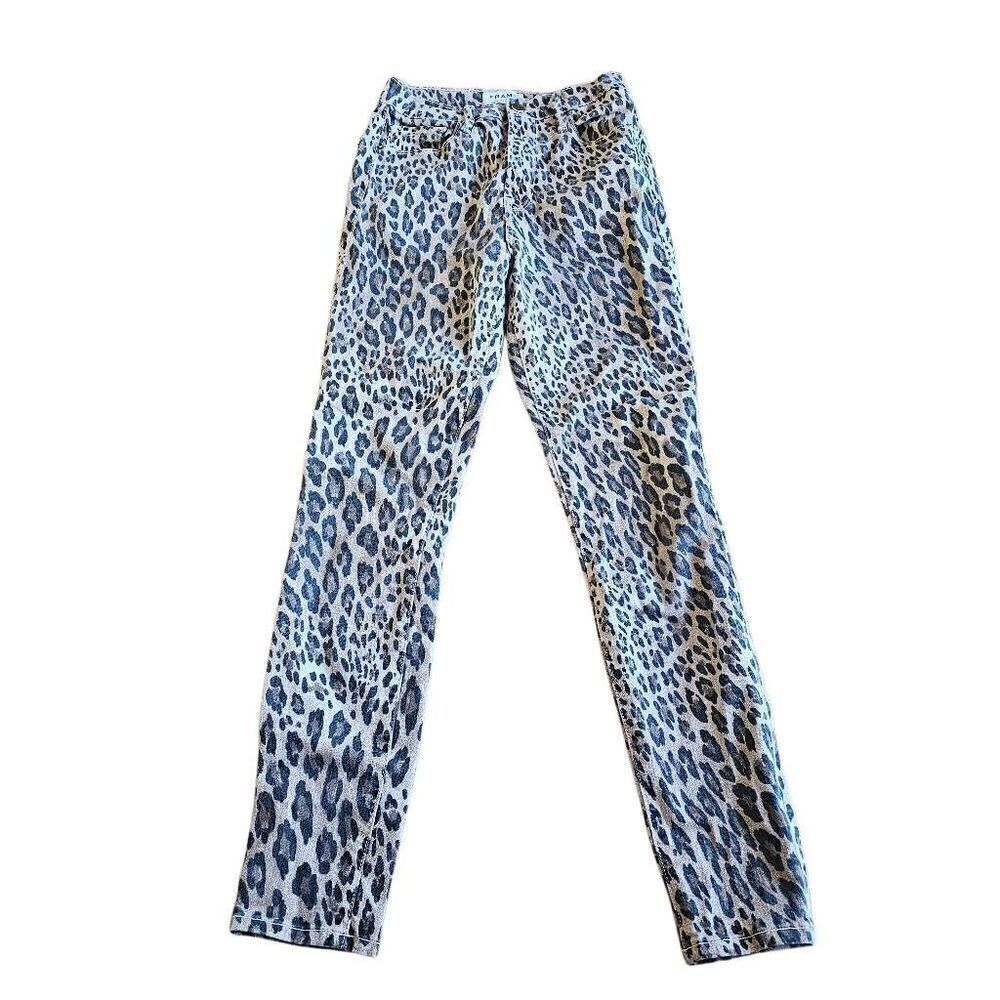 Frame womens juniors Sz 27 black brown cheetah print high rise skinny jeans